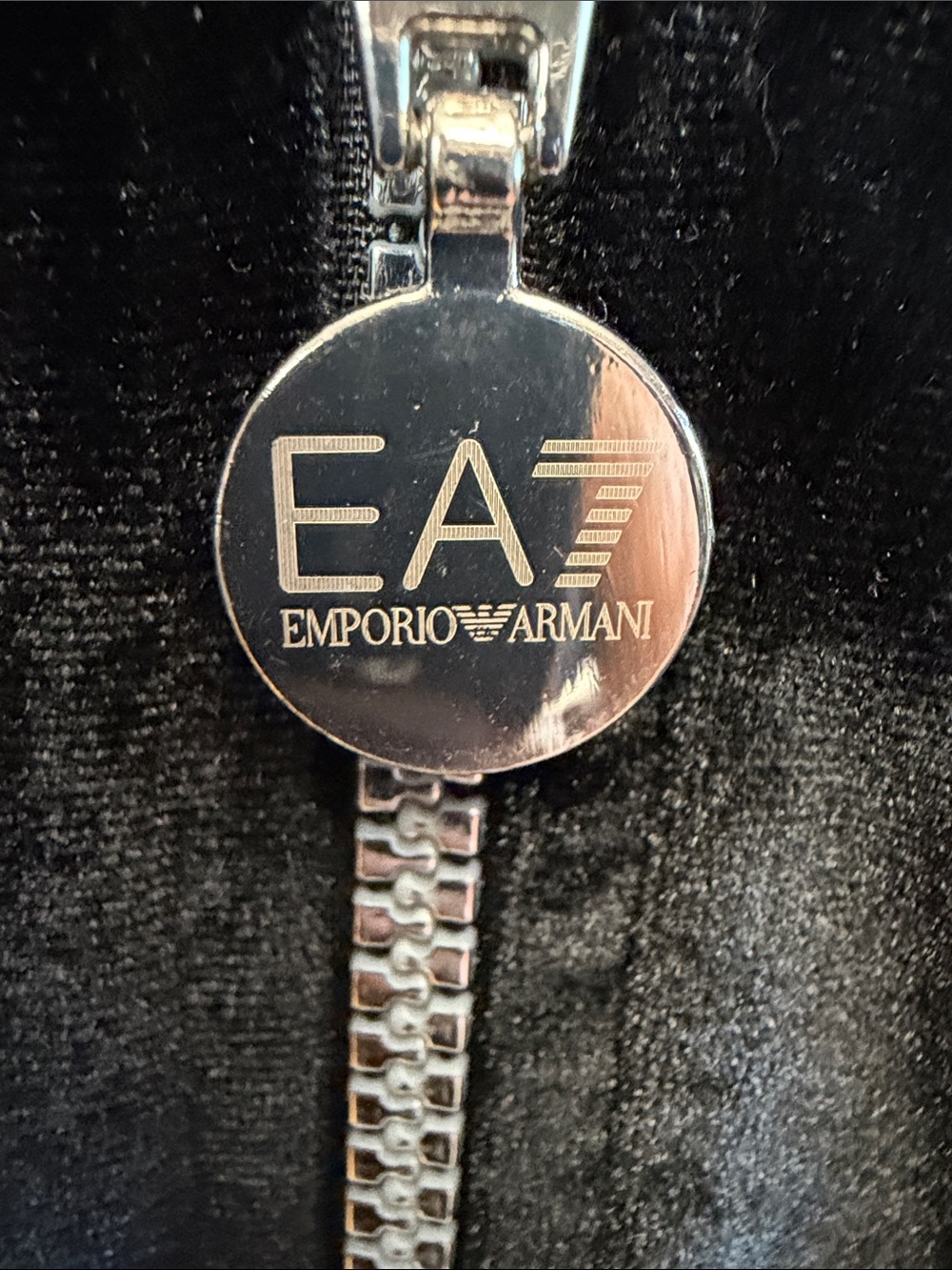 EA7 Emporio Armani Black Velvet Zip Hoodie Size S Cropped - Picture 4 of 10